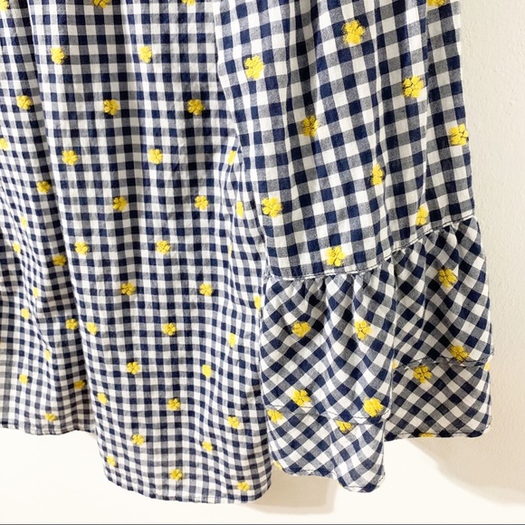 Talbots Petites Gingham Peasant Style Blouse with Tiered Bell Sleeves Embroidery - Picture 8 of 12